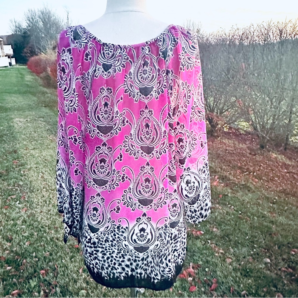 JM Collection Stylish Purple Floral Tunic XL - Picture 11 of 15